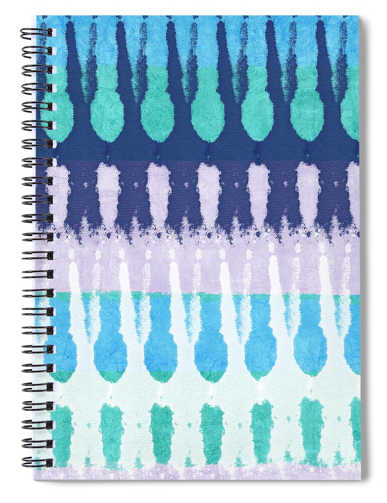 Blue Spiral Notebook featuring the painting Blue Tie Dye by Linda Woods