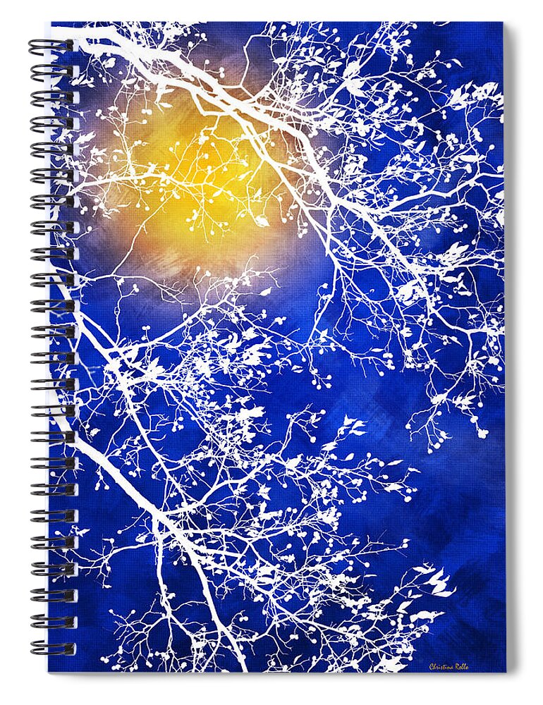 Tree Abstract Spiral Notebook featuring the mixed media Blue Tree Abstract by Christina Rollo