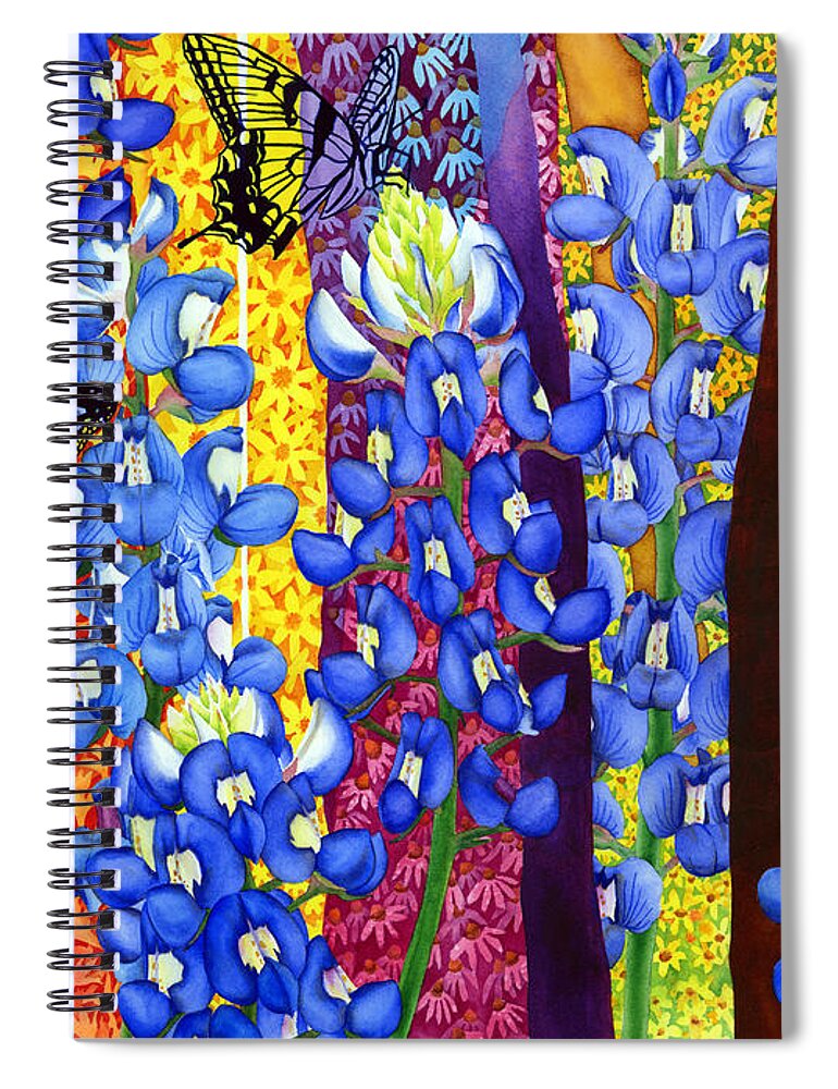 Bluebonnet Spiral Notebook featuring the painting Bluebonnet Garden by Hailey E Herrera