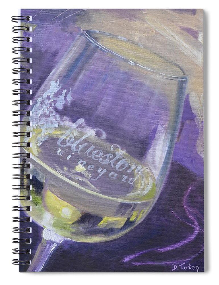 Wine Spiral Notebook featuring the painting Bluestone Vineyard Wineglass by Donna Tuten