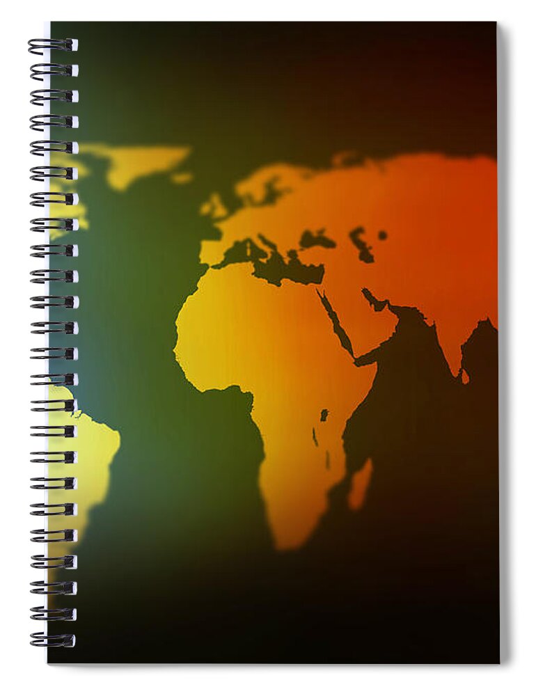 World Spiral Notebook featuring the digital art Blur world map by Steve Ball
