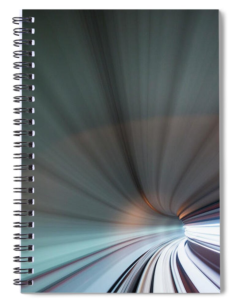 Blurred Motion Spiral Notebook featuring the photograph Blurred View Of Subway Tunnel, Malaysia by Paul Souders
