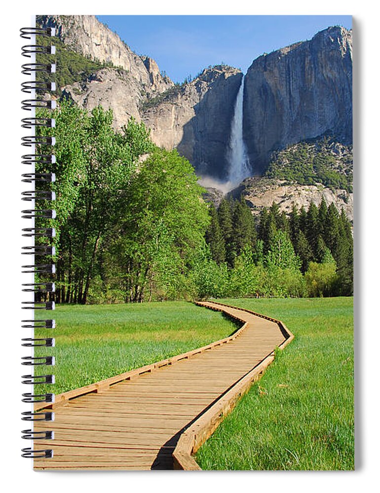Yosemite National Park Spiral Notebook featuring the photograph Boardwalk to Yosemite Falls by Lynn Bauer