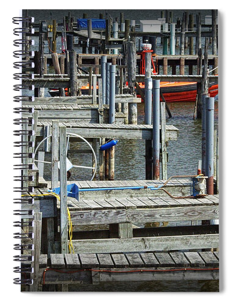 Art Spiral Notebook featuring the photograph Boat Docks in Lake Macatawa by Randall Nyhof