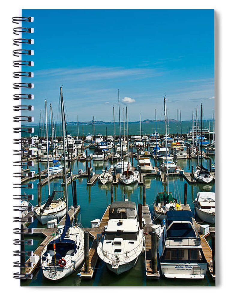 Boats Spiral Notebook featuring the photograph Boats at Bay by Anthony Sacco