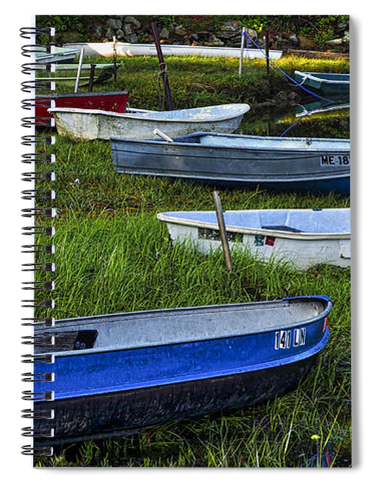 Cape Neddick Spiral Notebook featuring the photograph Boats in Marsh - Cape Neddick - MAine by Steven Ralser