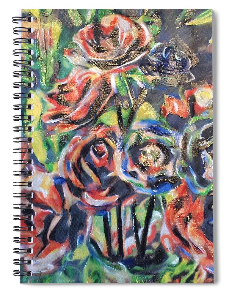 Flowers Spiral Notebook featuring the painting Bodish Roses by Cara Frafjord