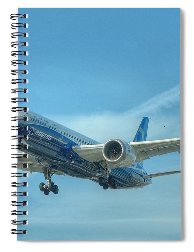 Boeing Spiral Notebook featuring the photograph Boeing 787-9 by Jeff Cook