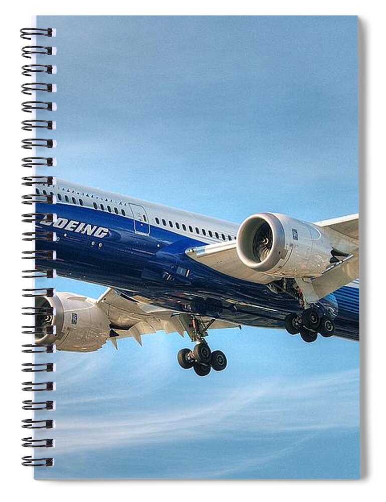 Boeing Spiral Notebook featuring the photograph Boeing 787-9 wispy by Jeff Cook