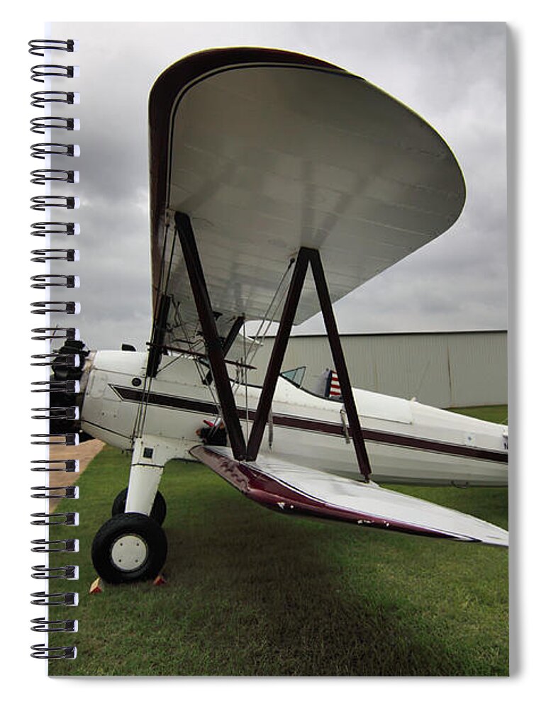 Airplane Spiral Notebook featuring the digital art Boeing Stearman M7 by Linda Unger