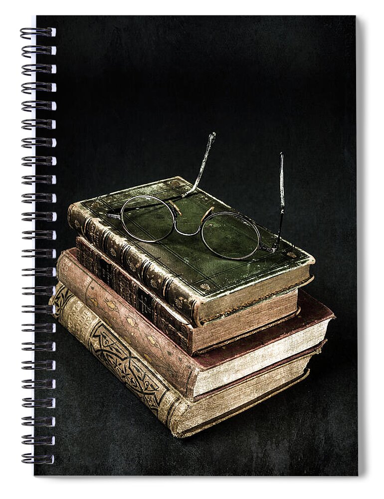 Book Spiral Notebook featuring the photograph Books With Glasses by Joana Kruse
