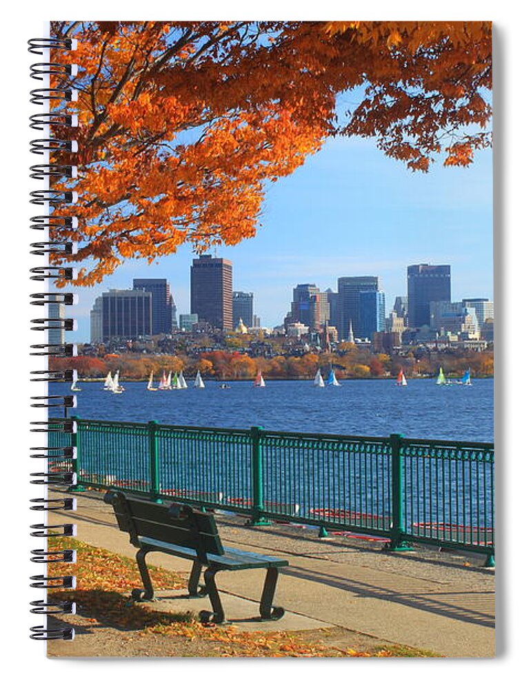 Boston Spiral Notebook featuring the photograph Boston Charles River in Autumn by John Burk
