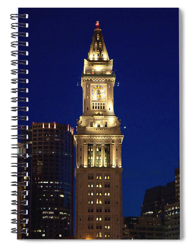 Massachusetts Spiral Notebook featuring the photograph Boston Custom House by Joann Vitali