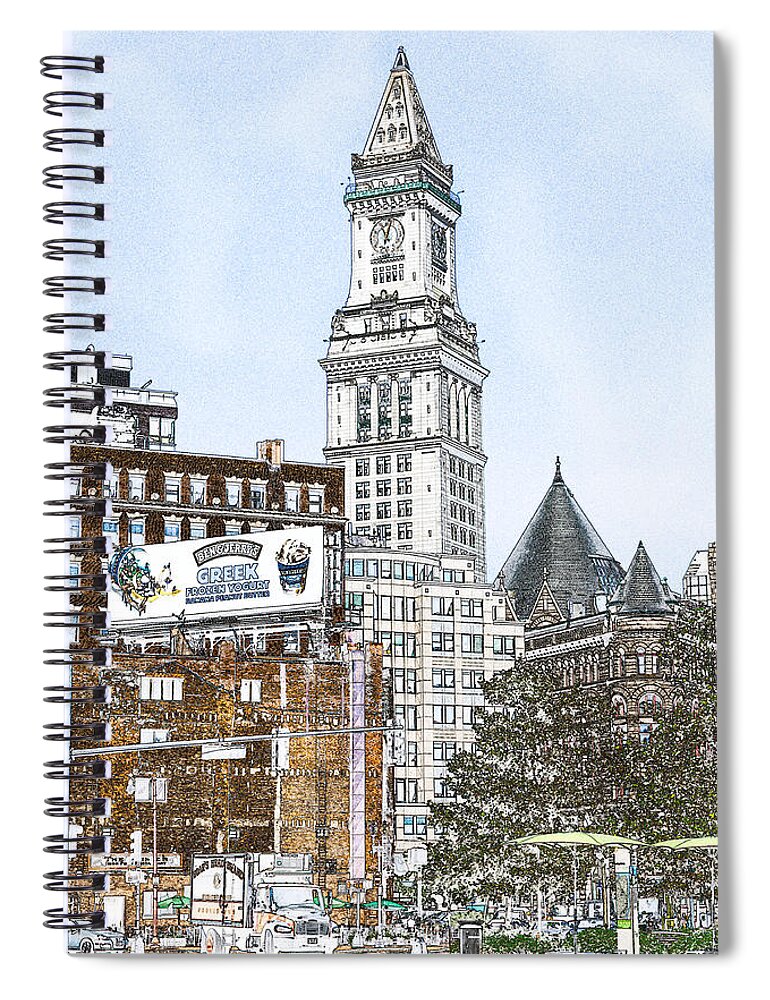 Fred Larson Spiral Notebook featuring the photograph Boston Custom House Tower by Fred Larson
