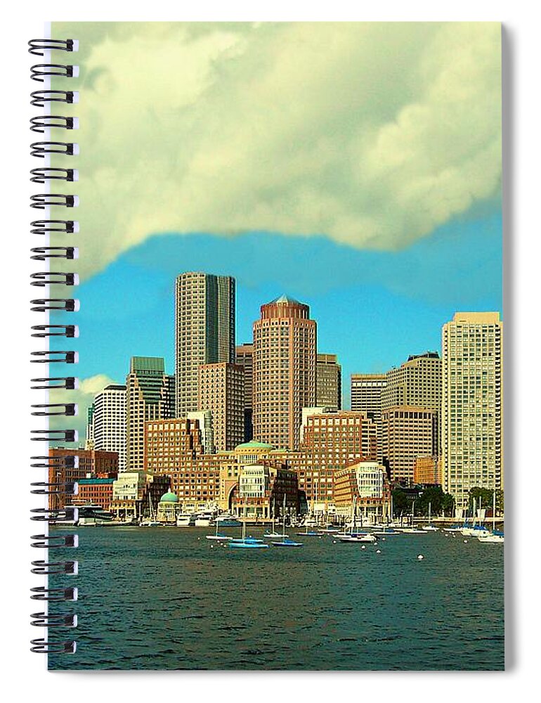 Boston Spiral Notebook featuring the photograph Boston Skyline 202 by Movie Poster Prints