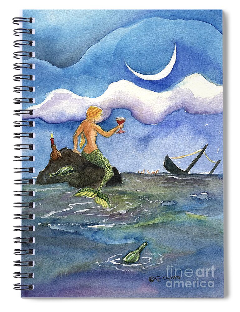 Mermaid Spiral Notebook featuring the painting Bottom s Up by Cori Caputo