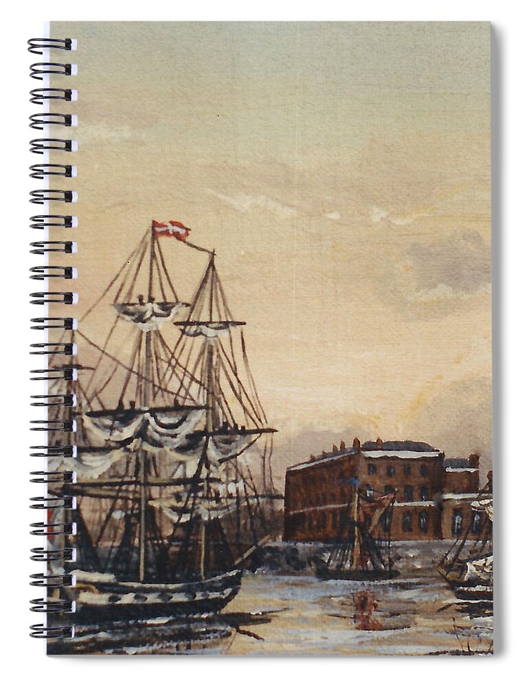 Bounty Spiral Notebook featuring the painting Bounty Passing Wapping London 1789 by Mackenzie Moulton