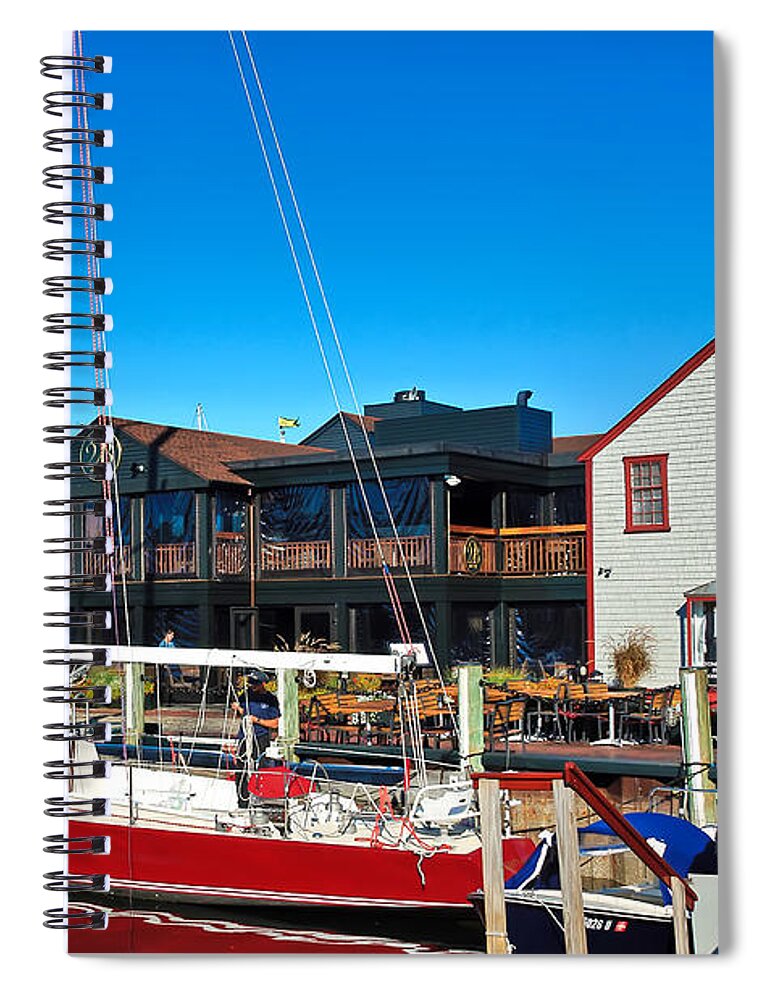 Newport Spiral Notebook featuring the photograph Bowens Wharf in Newport by Mitchell R Grosky