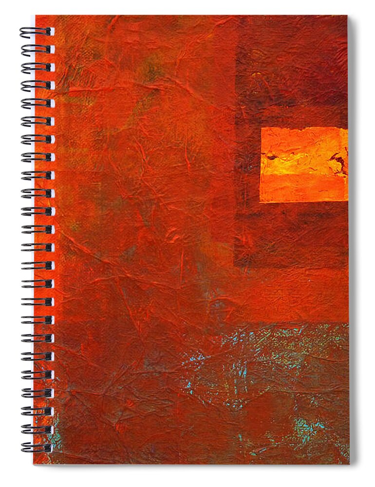 Abstract Spiral Notebook featuring the painting Boxed by Nancy Merkle