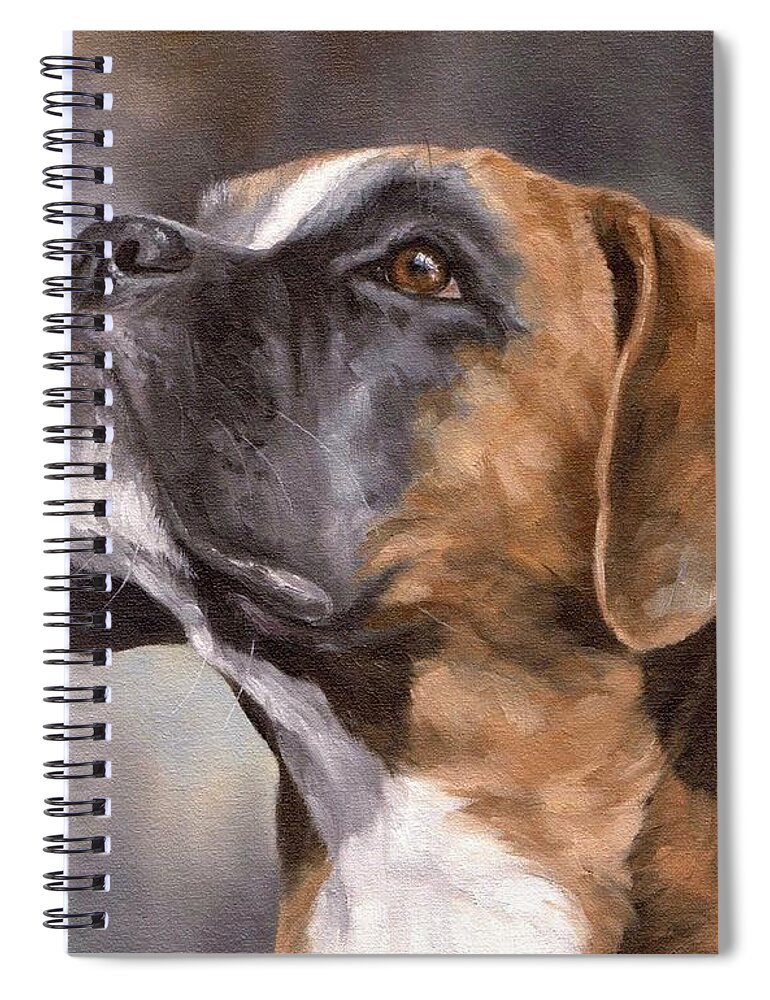 Boxer Spiral Notebook featuring the painting Boxer Painting by Rachel Stribbling