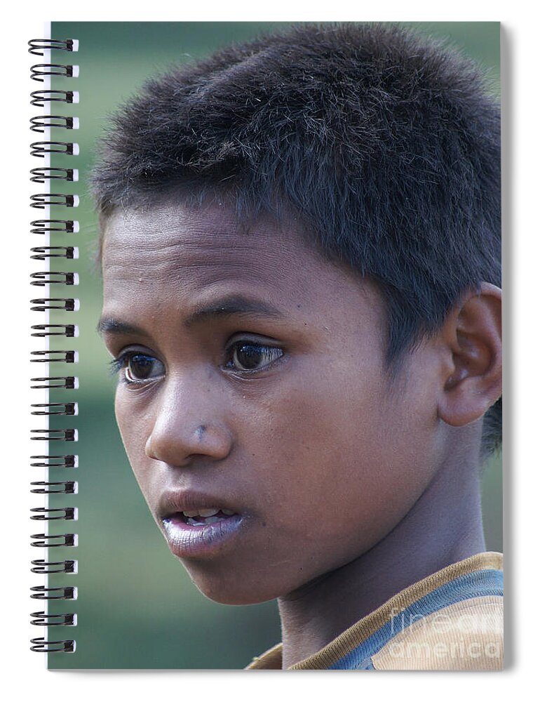Africa Spiral Notebook featuring the photograph boy from Madagascar 4 by Rudi Prott