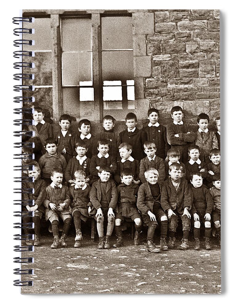 Boys Spiral Notebook featuring the photograph Boys school group by Photographer unknown