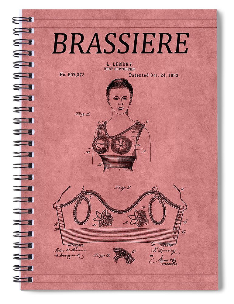 Bra Spiral Notebook featuring the photograph Bra Patent 10b by Andrew Fare