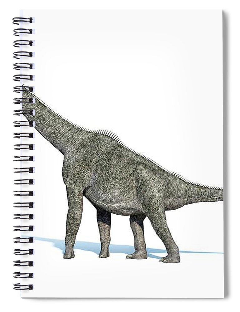 Long Spiral Notebook featuring the digital art Brachiosaurus Dinosaur, Artwork by Leonello Calvetti