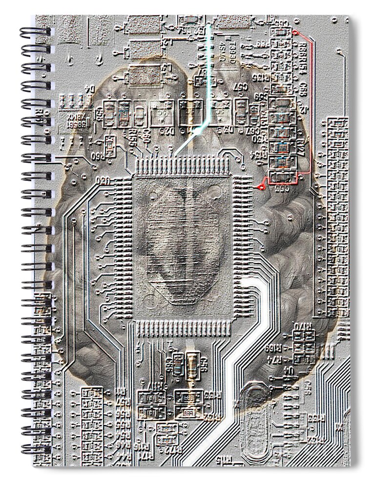 Brain-computer Interface Spiral Notebook featuring the photograph Brain Circuit by Mike Agliolo