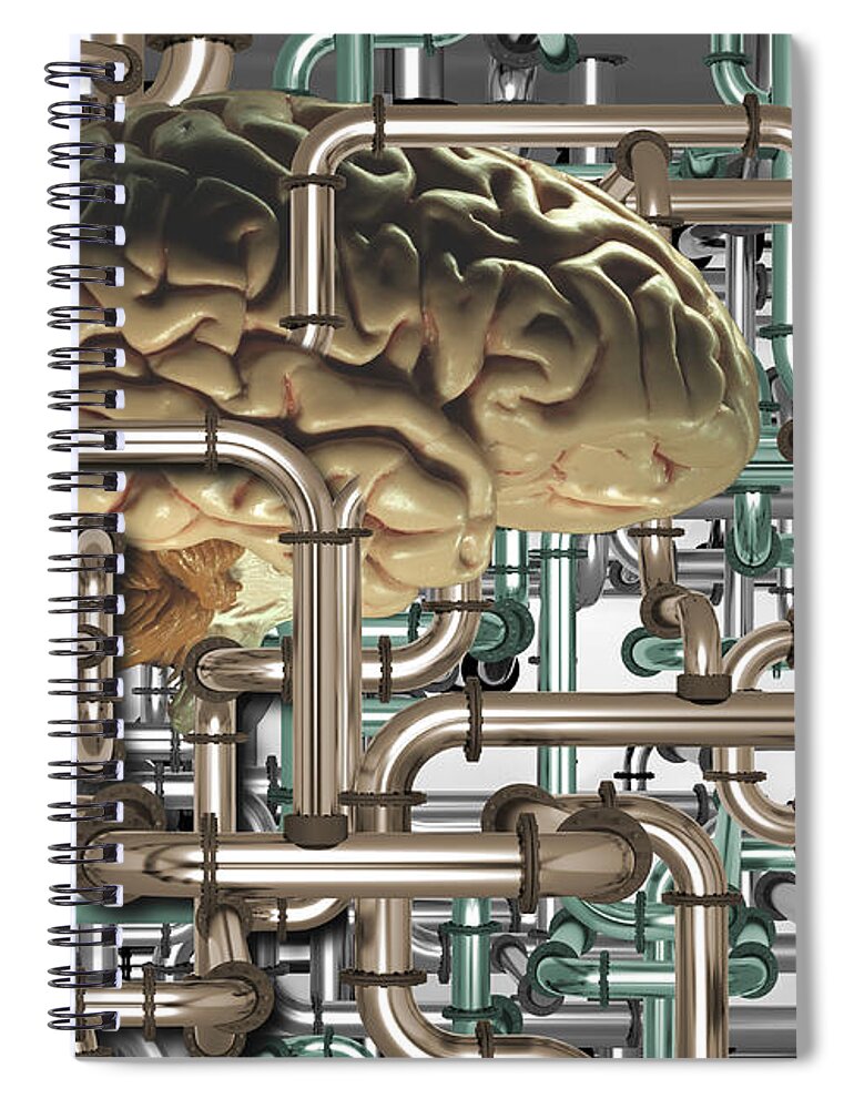 Pipes Spiral Notebook featuring the photograph Brain In Pipes by Mike Agliolo