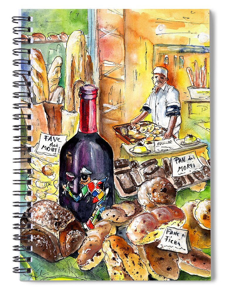 Travel Spiral Notebook featuring the painting Bread From Bergamo by Miki De Goodaboom