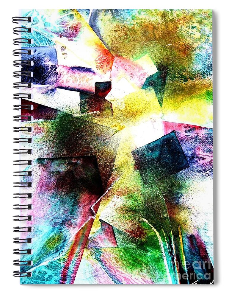 Abstract Spiral Notebook featuring the painting Breakthrough by Frances Ku