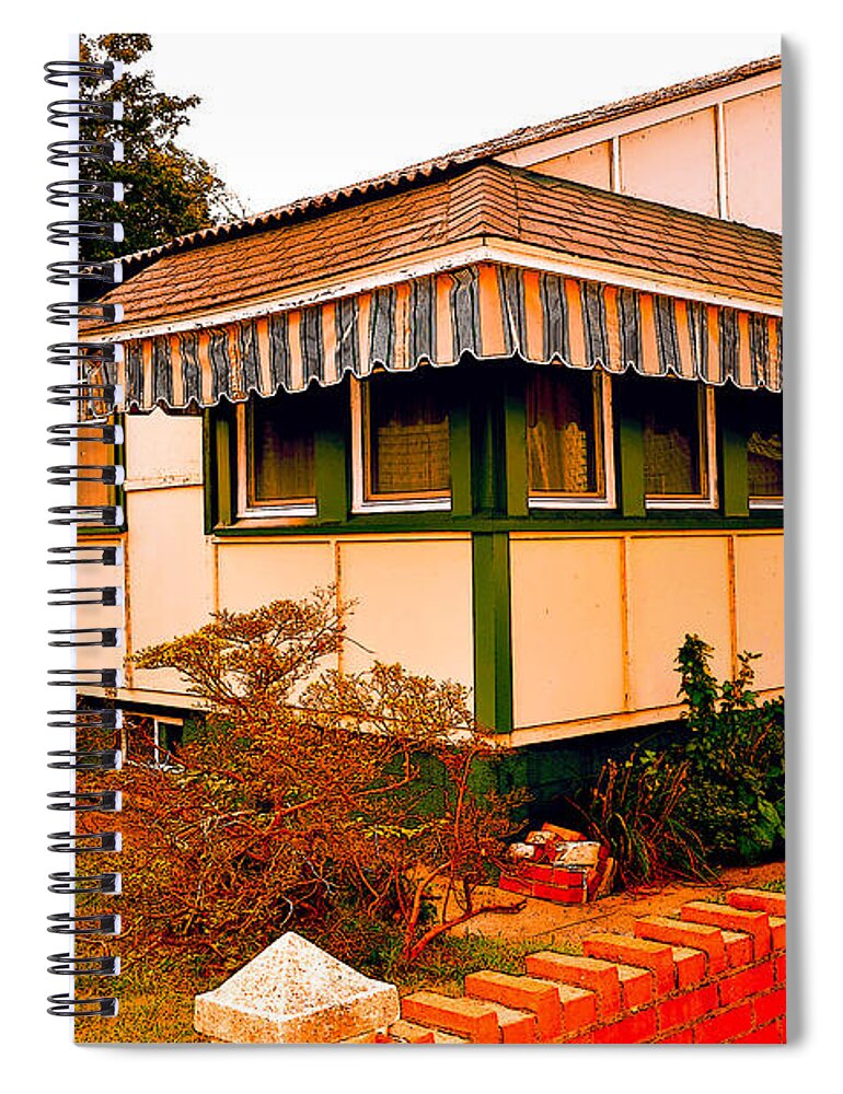 Breezy Spiral Notebook featuring the photograph Breezy Bungalow Orange and Green by Maureen E Ritter