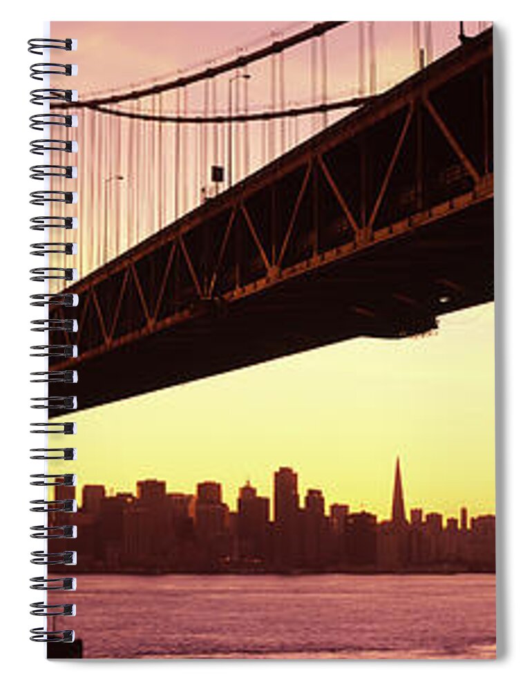 Photography Spiral Notebook featuring the photograph Bridge Across A Bay With City Skyline by Panoramic Images