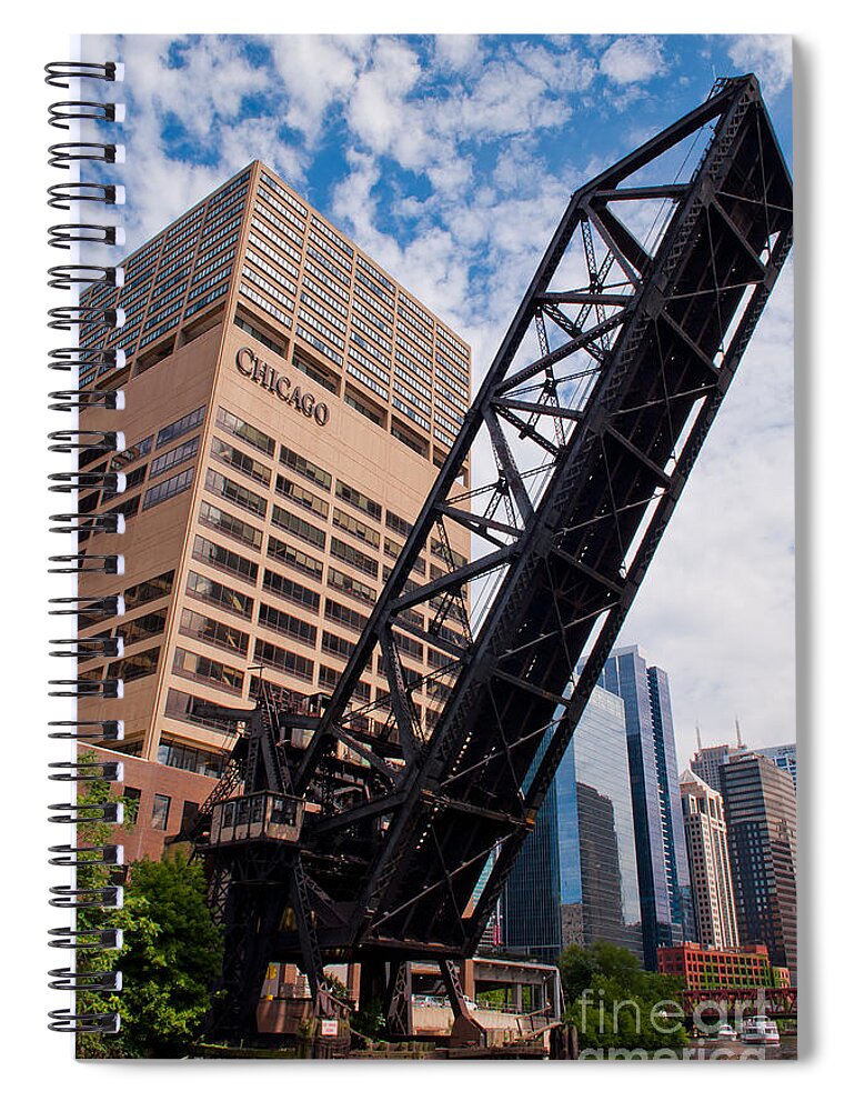 Chicago Downtown Spiral Notebook featuring the photograph Bridge over the Chicago River by Dejan Jovanovic