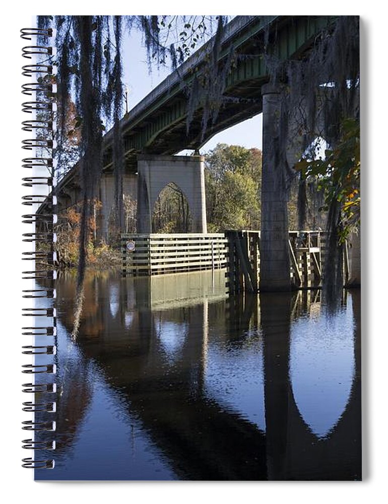 Waccamaw River Spiral Notebook featuring the photograph Bridge Over the Waccamaw on an Autumn Afternoon by MM Anderson