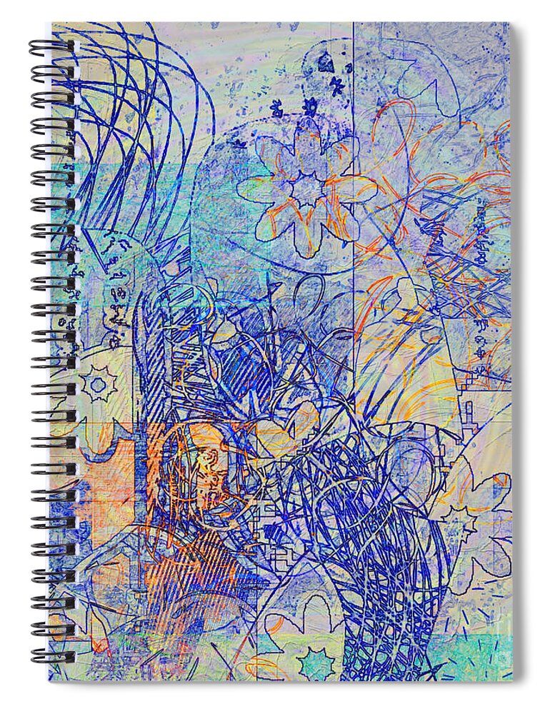Abstract Spiral Notebook featuring the digital art Bridges by Gabrielle Schertz