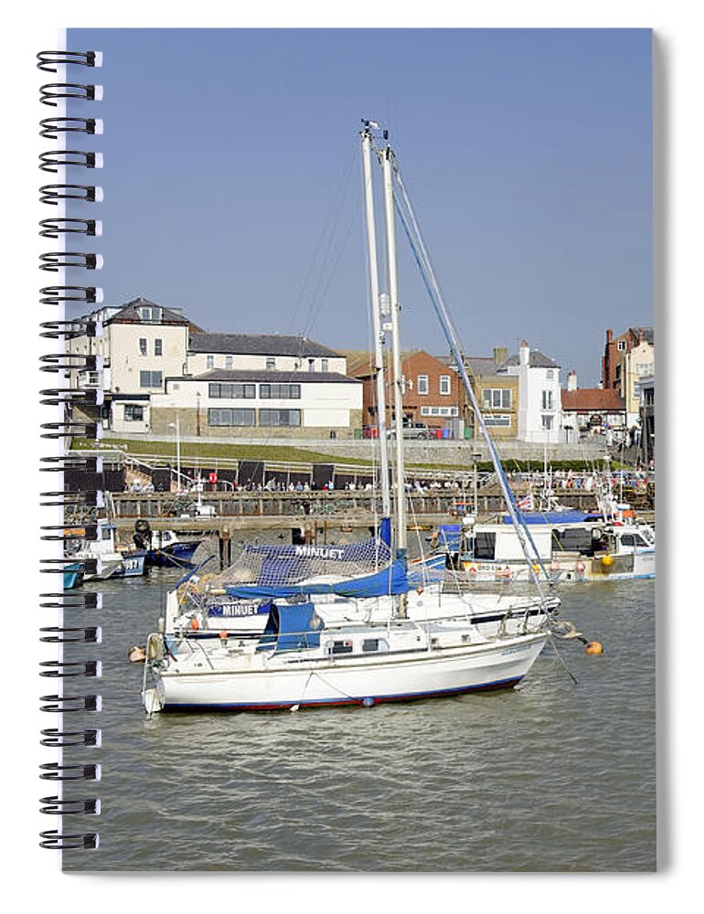 Bright Spiral Notebook featuring the photograph Bridlington Harbour Scene 02 by Rod Johnson