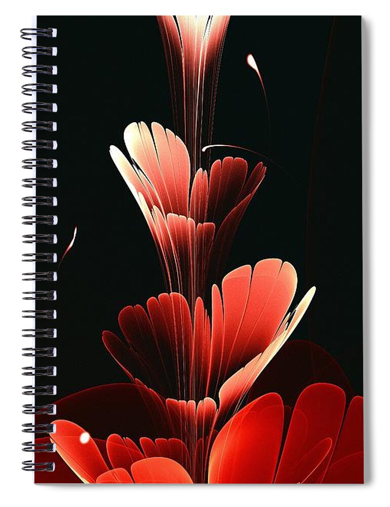 Plant Spiral Notebook featuring the digital art Bright Red by Anastasiya Malakhova