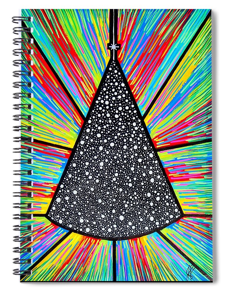 Christmas Spiral Notebook featuring the painting Brilliant Tree by Jim Harris