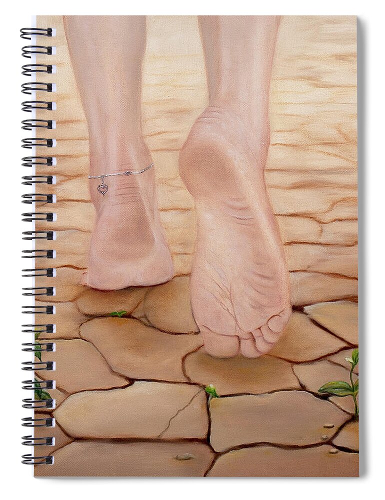 Prophetic Spiritual Christian Faith Biblical Feet Spiral Notebook featuring the painting Bringing Forth Life by Jeanette Sthamann