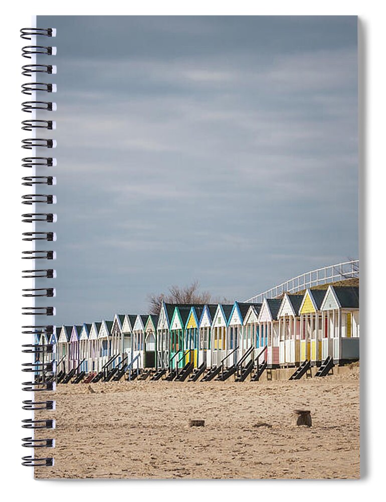 Tranquility Spiral Notebook featuring the photograph British Seaside Beach Huts by Jeremy Vickers Photography