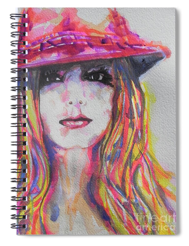 Watercolor Painting Spiral Notebook featuring the painting Britney Spears by Chrisann Ellis