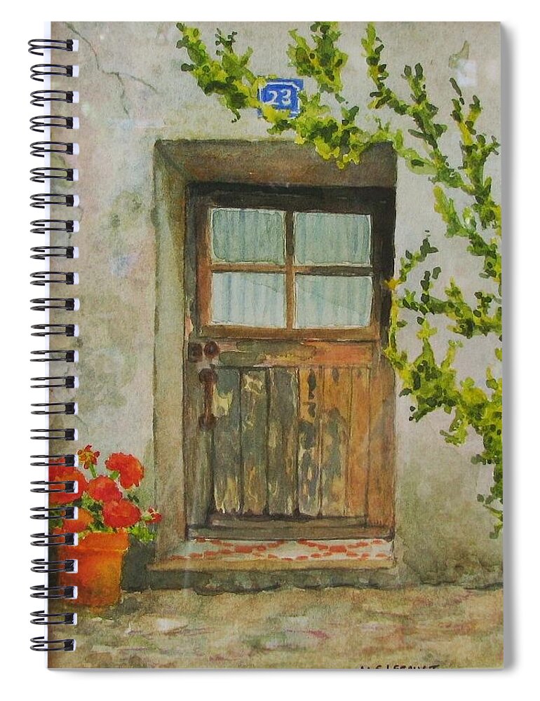 Door Spiral Notebook featuring the painting Brittany Door by Mary Ellen Mueller Legault