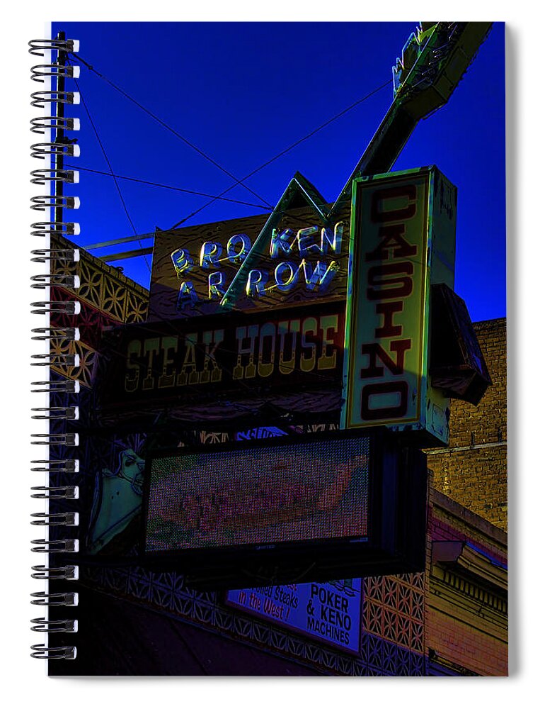Broken Arrow Casino Spiral Notebook featuring the photograph Broken Arrow Casino by Cathy Anderson