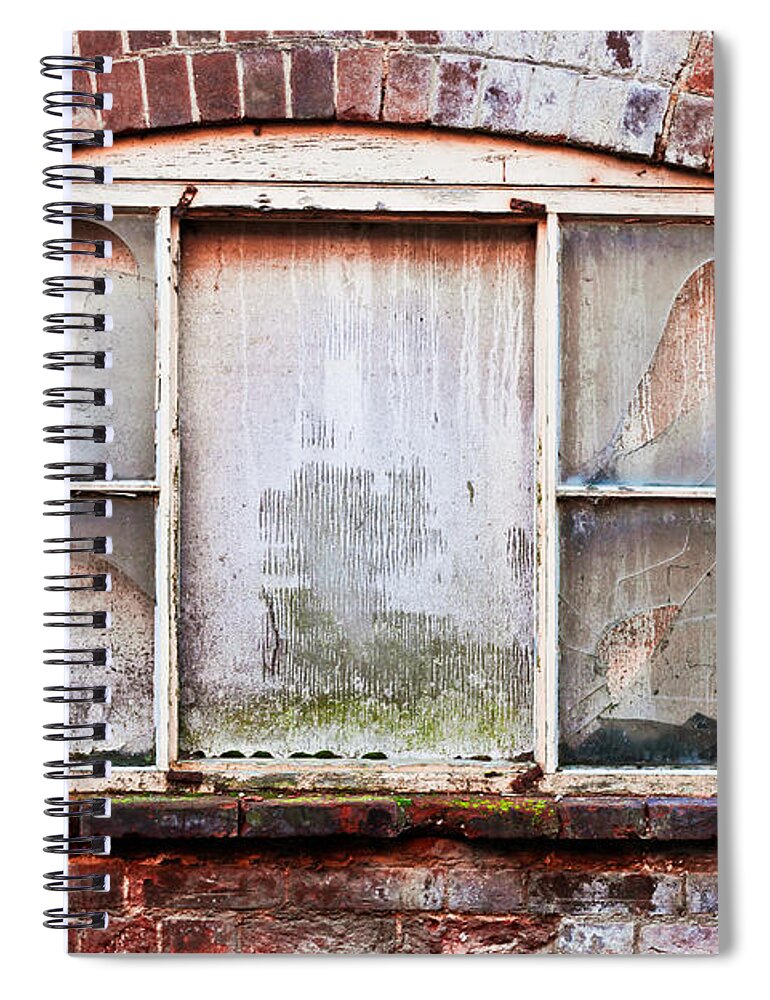 Abandon Spiral Notebook featuring the photograph Broken window by Tom Gowanlock