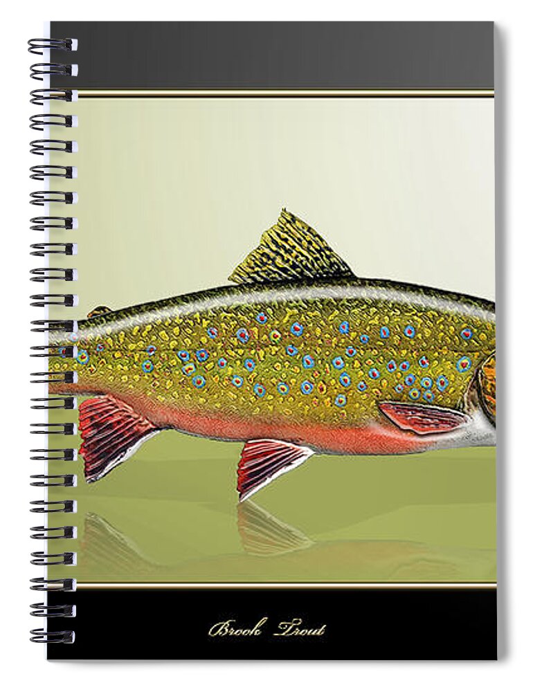 'fishing Corner' Collection By Serge Averbukh Spiral Notebook featuring the digital art Brook Trout by Serge Averbukh