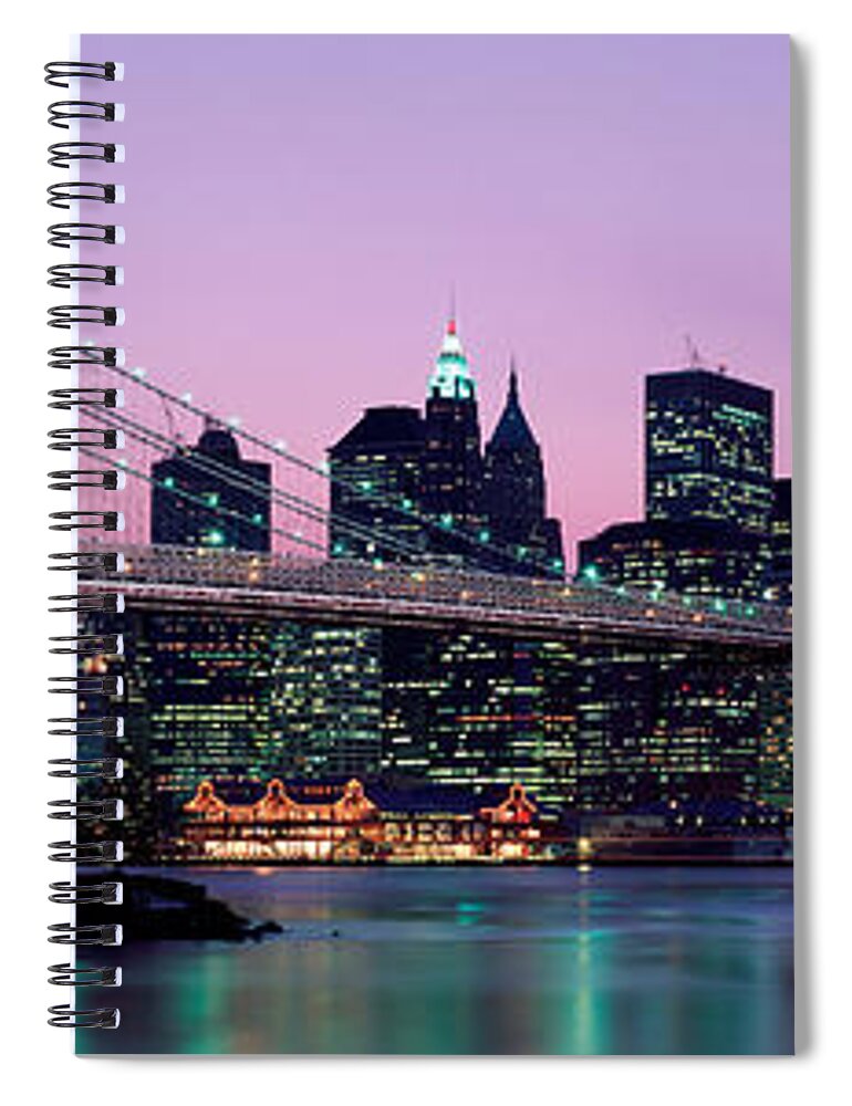 Photography Spiral Notebook featuring the photograph Brooklyn Bridge New York Ny Usa by Panoramic Images