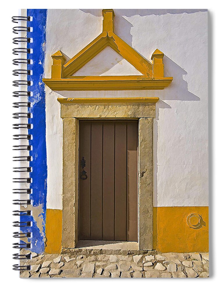 Arch Spiral Notebook featuring the photograph Brown Wood Door Of Obidos by David Letts