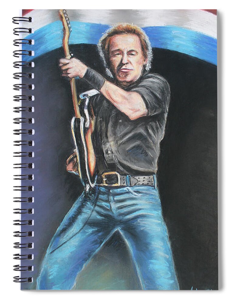 Bruce Springsteen Spiral Notebook featuring the pastel Bruce Springsteen by Melinda Saminski